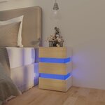 Vidaxl table de chevet à led blanc et chêne sonoma 45x35x67 cm