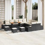 vidaXL Ensemble de canapé de jardin avec coussin 13 Pièces Noir et Crème