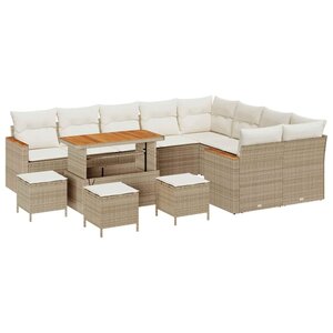 vidaXL Ensemble de canapé de jardin 13 Pièces Beige Poly rotin