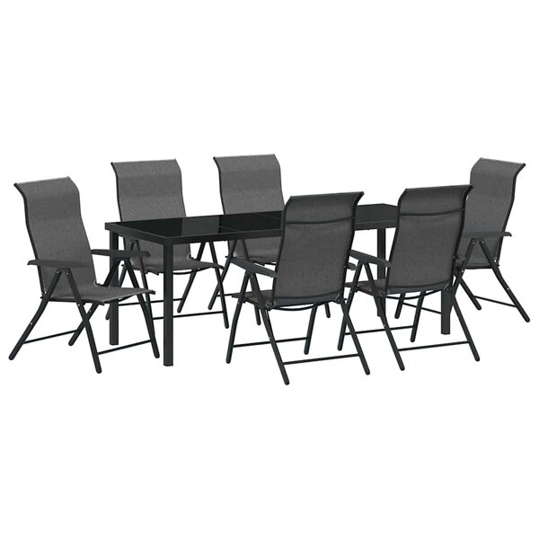 vidaXL Ensemble de salle à manger pour jardin 7 Pièces Gris