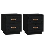  vidaXL Tables de chevet 2 Pièces Noir 40x34x45 cm Bois de pin massif