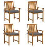 vidaXL Chaises de jardin avec coussins 4 Pièces Bois d'acacia massif
