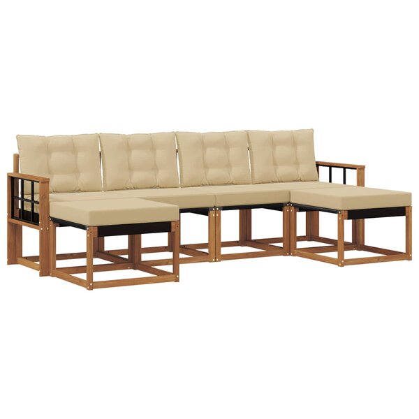 vidaXL Ensemble de canapés d'extérieur 6 Pièces Naturel et Beige