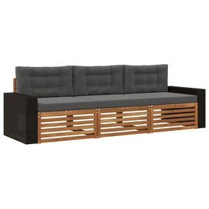 vidaXL Ensemble de canapés d'extérieur 3 Pièces Naturel et Anthracite