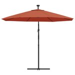 vidaXL Parasol de jardin en porte-à-faux et lumières LED mât en acier