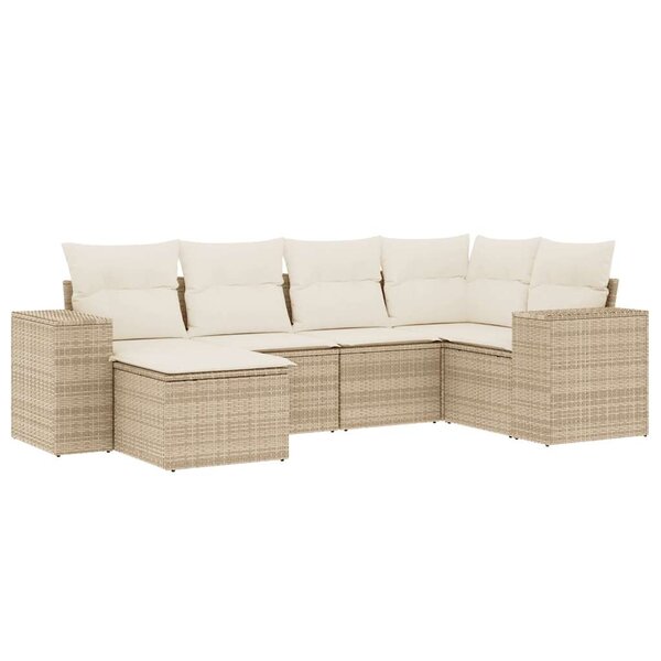 vidaXL Salon de jardin avec coussins 6 Pièces beige résine tressée