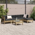 vidaXL Salon de jardin 6 Pièces avec coussins bois de pin imprégné