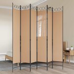 vidaXL Paravent à 6 panneaux Beige 240 x 220 cm Tissu