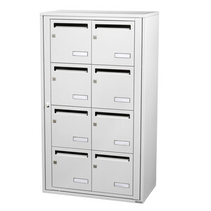 Bloc collectif Leabox 2x4  grade 3  simple face  intérieur  fixation murale  blanc neige ral 9016 finition brillante