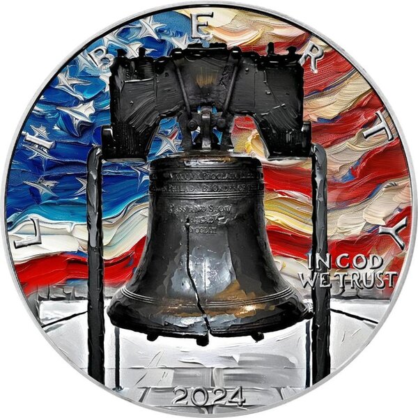 Pièce de monnaie en Argent 1 Dollar g 31.1 (1 oz) Millésime 2024 AmericArt LIBERTY BELL