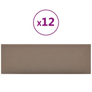 vidaXL Panneaux muraux 12 Pièces Cappuccino 90x30 cm Similicuir 3 24 m²