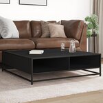 vidaXL Table basse noir 100x100x30 cm bois d'ingénierie et métal