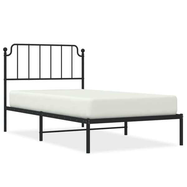 vidaXL Cadre de lit métal avec tête de lit noir 100x190 cm