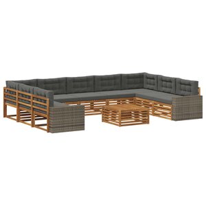 vidaXL Ensemble de canapés d'extérieur 10 pc Naturel et Anthracite