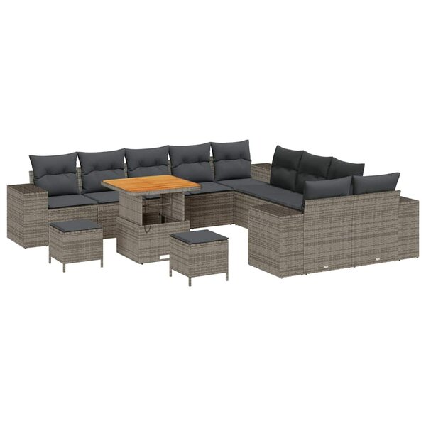 vidaXL Ensemble de canapé de jardin 13 Pièces Gris polyrotin