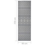 vidaXL Tapis à tissage plat d'extérieur 80x250 cm Rayures bleues