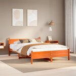 vidaXL Cadre de lit sans matelas cire marron 135x190cm bois pin massif