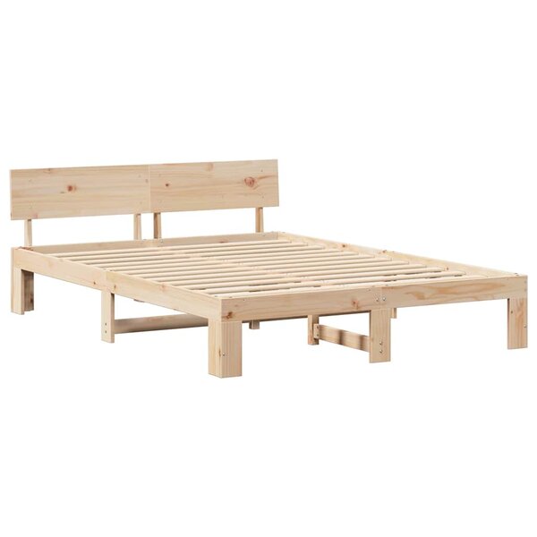 vidaXL Cadre de lit Marron 140 x 200 cm Bois de pin massif
