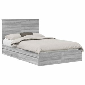 vidaXL Lit de Rangement Gris Sonoma 120 x 190 cm Bois d'ingénierie