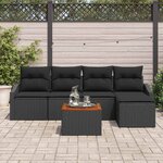 vidaXL Ensemble de canapé de jardin avec coussin 6 Pièces Noir Poly rotin