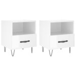 vidaXL Tables de chevet 2 Pièces blanc brillant 40x35x47 5 cm
