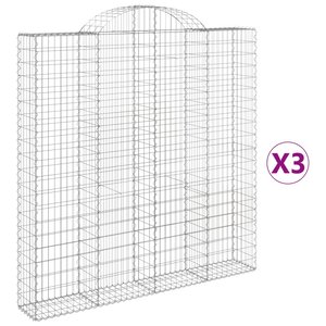 vidaXL Paniers à gabions arqués 3 Pièces 200x30x200/220 cm fer galvanisé