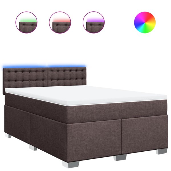 vidaXL Sommier à lattes de lit avec matelas Marron foncé 140x190 cm