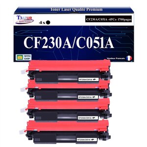 T3AZUR -4x Toners compatibles avec HP CF230A (30A) pour HP LaserJet Pro M203dn  M203dw  MFP M227fdn  MFP M227fdw  M227sdn