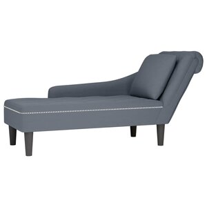 vidaXL Fauteuil long et coussin et accoudoir droit gris foncé velours
