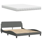 vidaXL Lit avec matelas Hanko gris foncé 160x200 cm tissu
