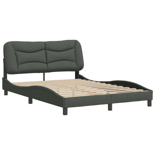 vidaXL Cadre de lit avec tête de lit Gris foncé 120x200 cm Tissu