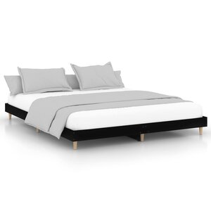 vidaXL Cadre de lit sans matelas noir 200x200 cm bois d'ingénierie