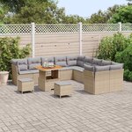 vidaXL Ensemble de canapé de jardin 13 Pièces Beige polyrotin