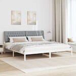 vidaXL Cadre de lit avec tête de lit rembourrée Blanc 200 x 200 cm