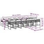 vidaXL Ensemble à manger de jardin coussins 13 Pièces gris résine tressée