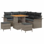 vidaXL Ensemble de canapé de jardin 8 Pièces Gris polyrotin