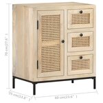 vidaXL Buffet 60x35x70 cm Bois de manguier massif et canne naturelle