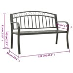 vidaXL Banc de jardin avec table Gris 120 cm Acier