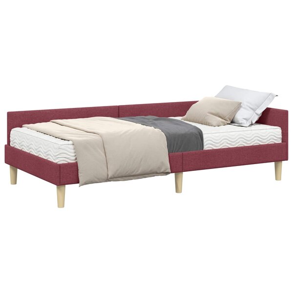 vidaXL Cadre de lit d'angle avec matelas 2 pc Bordeaux 80 x 200 cm