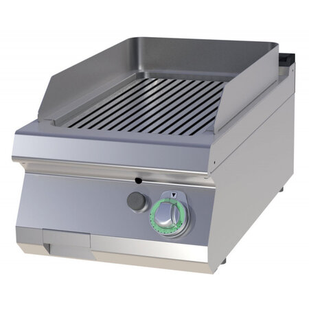 Plancha gaz simple plaque de cuisson rainurée - 7 kw -  - chromé 400x730x300mm