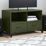 vidaXL Meuble TV vert olive 68x39x43 5 cm acier laminé à froid