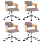 vidaXL Chaises pivotantes à manger lot de 4 taupe bois courbé et tissu