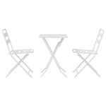 vidaXL Ensemble Bistro pliant 3 pièces Blanc Acier