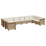 vidaXL Salon de jardin avec coussins 10 Pièces beige résine tressée