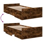 vidaXL Cadre de lit et tiroirs chêne fumé 90x190 cm bois d'ingénierie