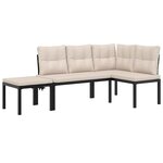 vidaXL Ensemble de banc de jardin avec coussins 3 Pièces noir