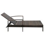 vidaXL Chaise longue avec coussin Résine tressée Marron