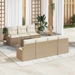 vidaXL Ensemble de canapé de jardin 8 Pièces Beige  Crème 55 x 55 x 37 cm