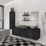 vidaXL Meuble de salle de bain 11 Pièces avec lavabo et robinet Noir
