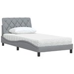 vidaXL Lit avec matelas gris clair 100x200 cm tissu